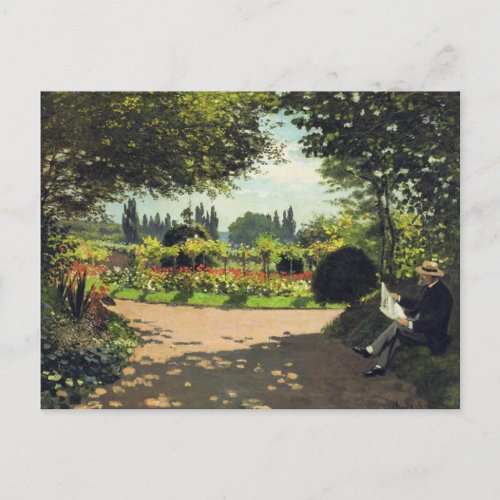 Reading in the Garden  Monet Famous Painting  Holiday Postcard