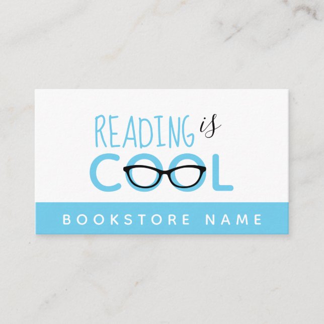 Reading is Cool Bookstore- Blue Business Card (Front)