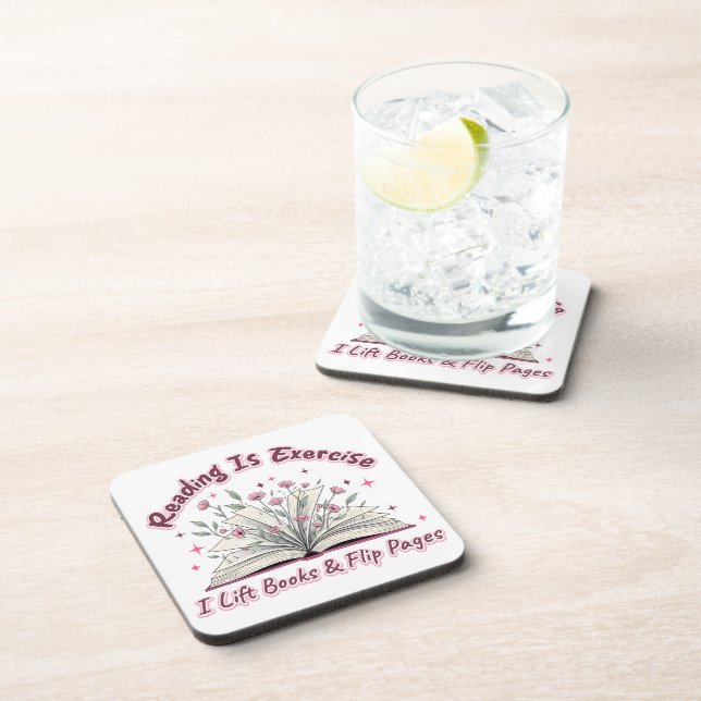 Reading Is Exercise....  Beverage Coaster (Right Side)