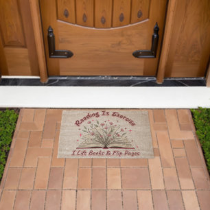 Reading Is Exercise....  Fiber Doormat