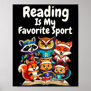 Reading is favorite sport funny cute animals poster