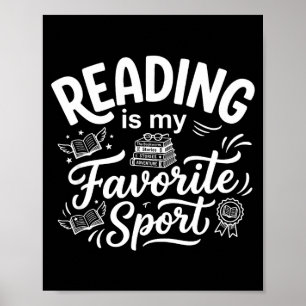 Reading is favorite sport funny librarian bookworm poster
