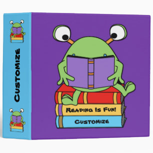 Reading Is Fun Cute Book Loving Alien Binder