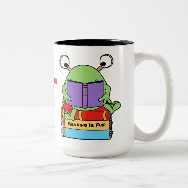 Reading Is Fun Cute Book Loving Alien Mug (Right)