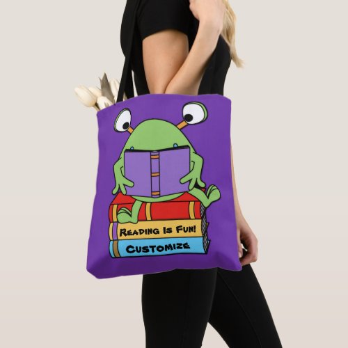 Reading Is Fun Cute Book Loving Alien Tote Bag