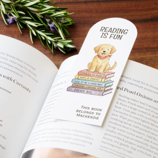 Reading is Fun Cute Puppy Dog Themed Bookmarks
