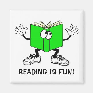 "Reading is Fun!" Fridge Magnet SQUARE