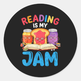 Reading is jam funny love to read books girls boys classic round sticker