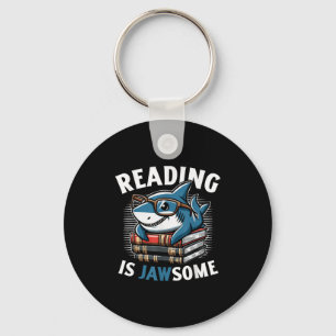 Reading Is Jawsome Shark Books Bookworm Reader  Keychain