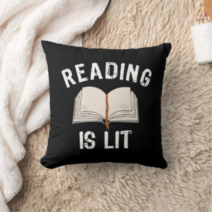 Reading Is Lit - literature reading books Vintage Throw Pillow