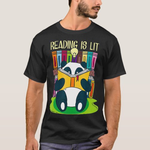 Reading Is Lit Panda Bear Funny English Teacher T_Shirt