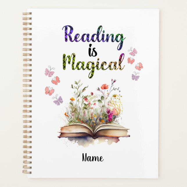 Reading is Magical Book Lovers Quote Trendy Whimsy Planner (Front)