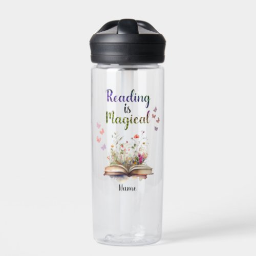 Reading is Magical Book Lovers Quote Trendy Whimsy Water Bottle