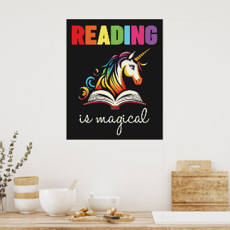 Reading is Magical Rainbow Unicorn Poster