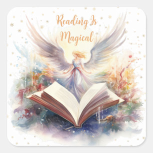 Reading is Magical Snowflake, Book Lover Square Sticker