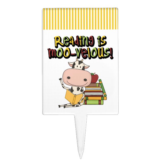 Reading is Moo-velous Cake Topper (Front)