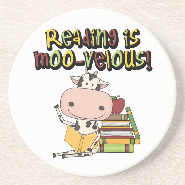Reading is Moo-velous Drink Coaster (Front)
