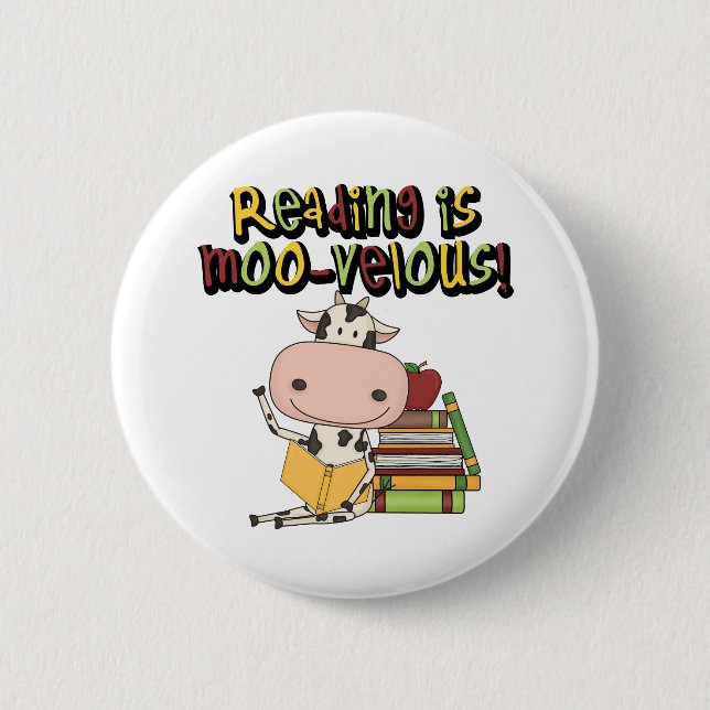 Reading is Moo-velous Pinback Button (Front)