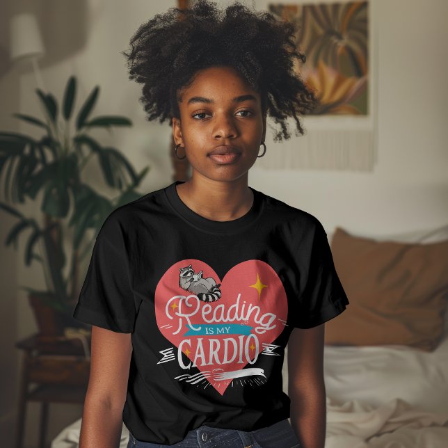 Reading is My Cardio Red Heart Raccoon T-Shirt (Creator Uploaded)
