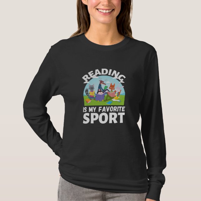 Reading Is My Favorite Sport Animal Lovers Reading T-Shirt (Front)