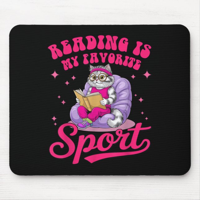 Reading Is My Favorite Srt Funny Cat Book Lover Li Mouse Pad (Front)