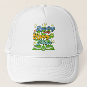 Reading is My Happy Place Colorful Trucker Hat