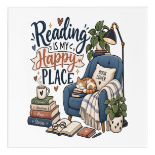 Reading Is My Happy Place – Cozy Book Lover Design Acrylic Print