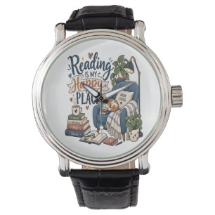 Reading Is My Happy Place – Cozy Book Lover Design Watch