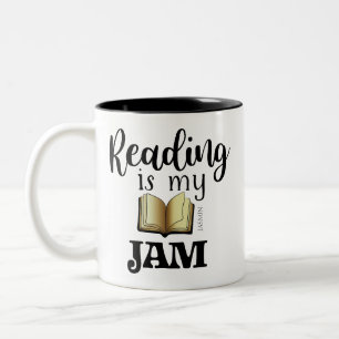 Reading Is My Jam Book Lover Name Two-Tone Coffee Mug