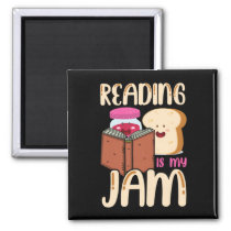 Reading Is My Jam Funny I Love to Read Books Gift Magnet