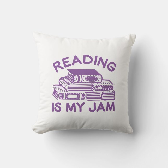Reading Is My Jam Throw Pillow (Front)