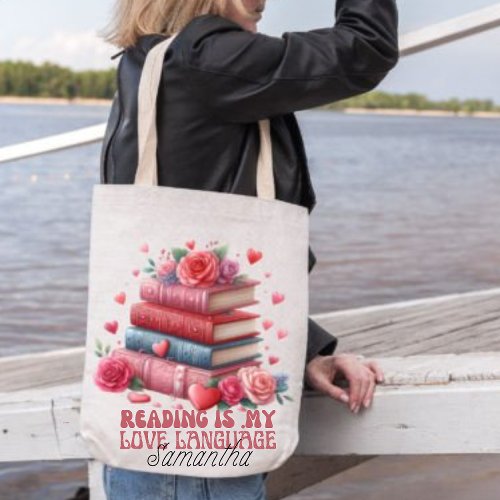 Reading is my love language book lover tote bag