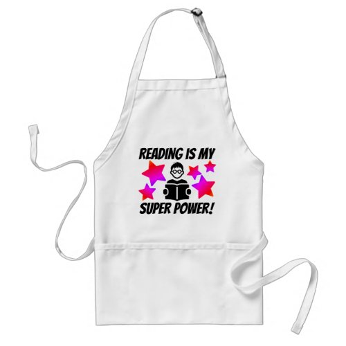 READING IS MY SUPER POWER APRON WITH POCKETS