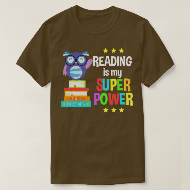 Reading is My Super Power Girl Book Lover Reader   T-Shirt (Design Front)