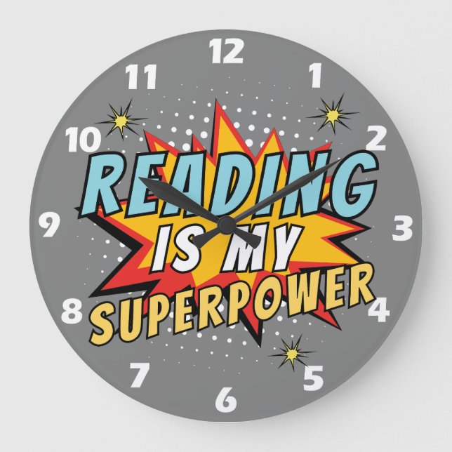 Reading Is My Superpower Book Lover Wall Clock (Front)