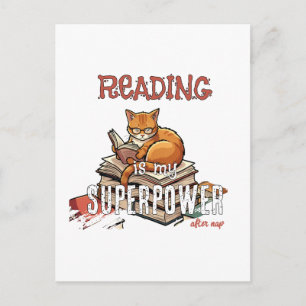 Reading Is My Superpower Cat Lover Gift Postcard
