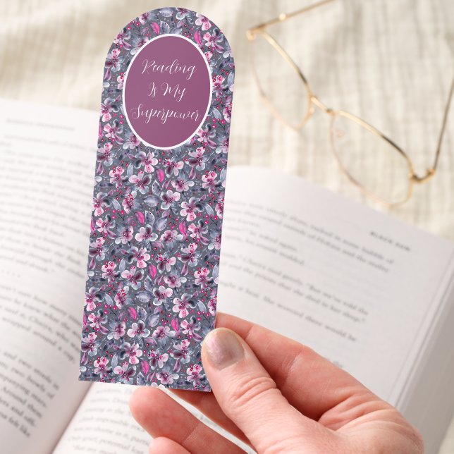 Reading is My Superpower Floral Personalized  Bookmarks (Hand)