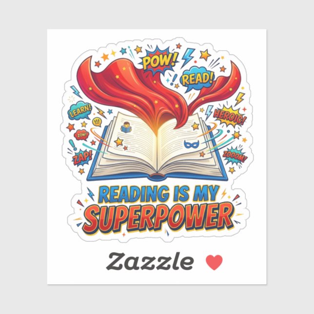 Reading is My Superpower Hero Book Lover Sticker (Sheet)