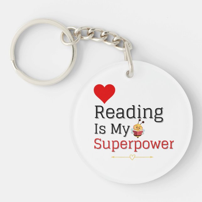 Reading is my superpower! keychain (Front)