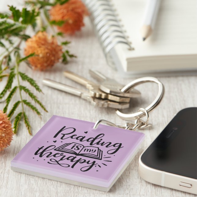 Reading is My Therapy Book Lover Keychain (Front Right)