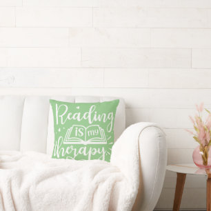 Reading is My Therapy Book Lover Throw Pillow