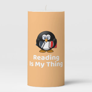 Reading Is My Thing Penguin Funny Reading Pillar Candle