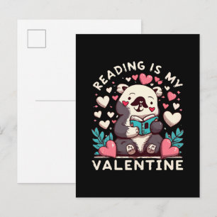 Reading Is My Valentine Invitation Postcard