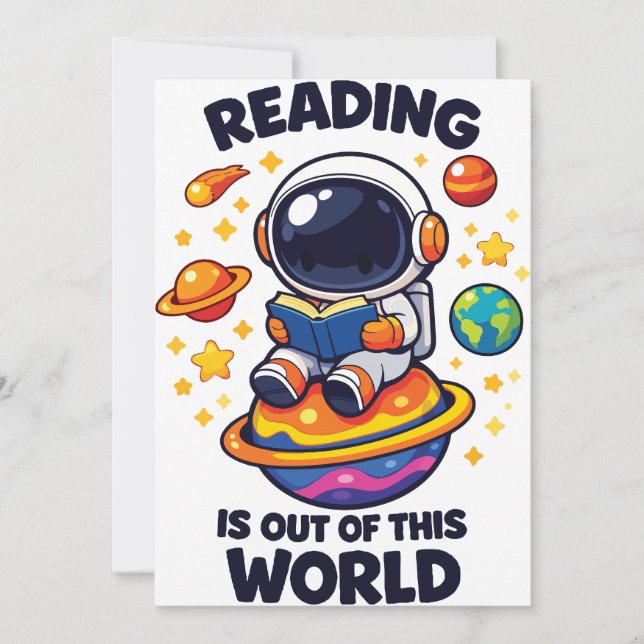 Reading is out of this world invitation (Front)