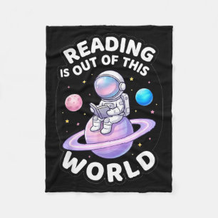 Reading is out of this world space funny books fleece blanket