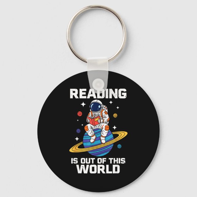 Reading is out of this world space funny books keychain (Front)