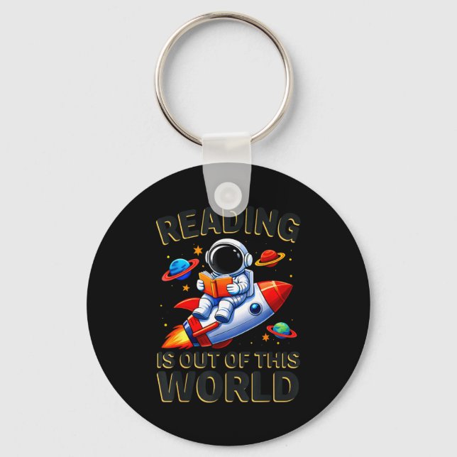 Reading is out of this world space funny books keychain (Front)