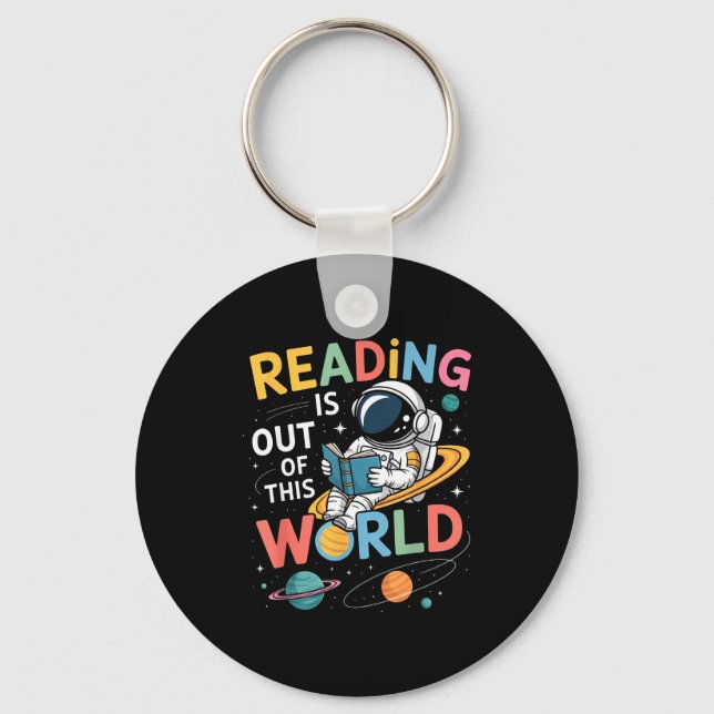 Reading is out of this world space funny books keychain (Front)