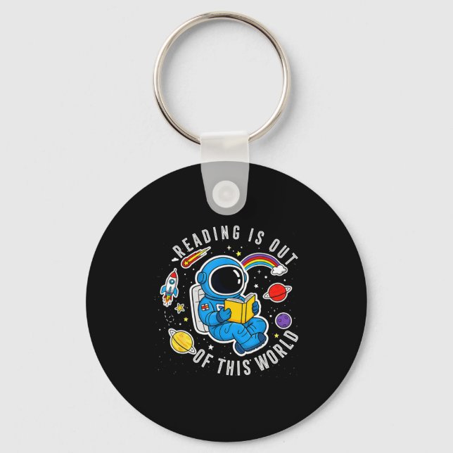 Reading is out of this world space funny books keychain (Front)