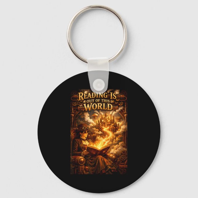 Reading is out of this world space funny books keychain (Front)